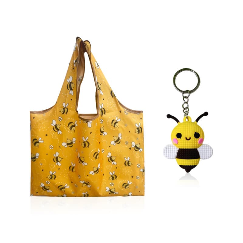 Sac À Provisions Pliable 1 Pièce, Porte-Clés D’Abeille 1 Pièce, Sac À Provisions Imprimé Abeille, Sac À Provisions Pour Femmes,