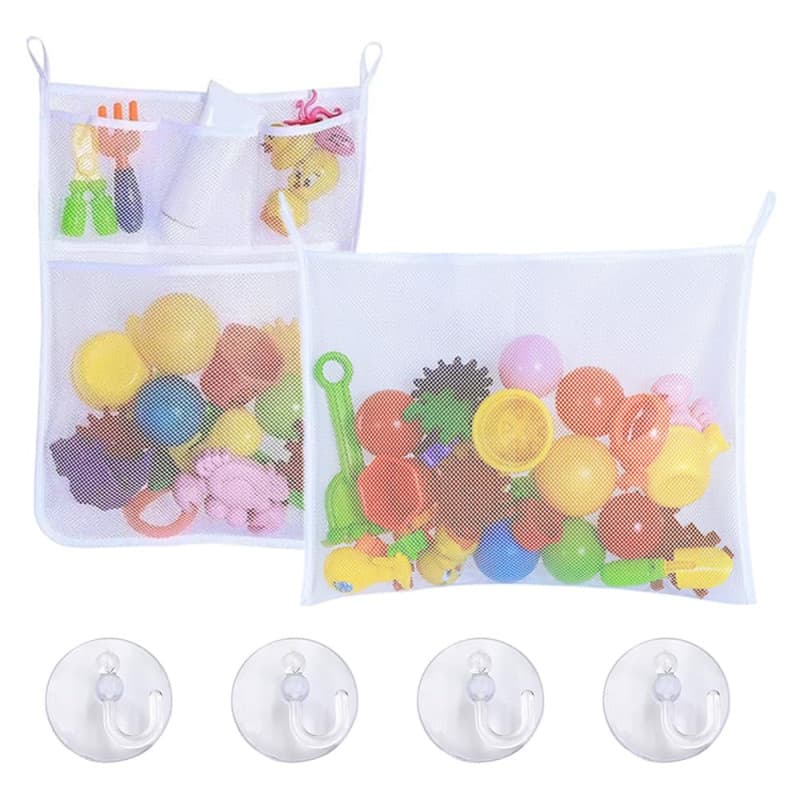 TRKETK 2 Pièces Filet de Bain pour Jouets, Organisateur de Jouets de Bain pour Bébé Organisateur de Jouets de Salle de Bain Orga