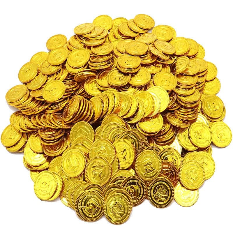 PIQIUQIU 100 pièces d'or, Jouets de pièce d'or de trésor de Pirate, pièces d'or de trésor de Pirate, Argent de Jeu, fête d'anniv