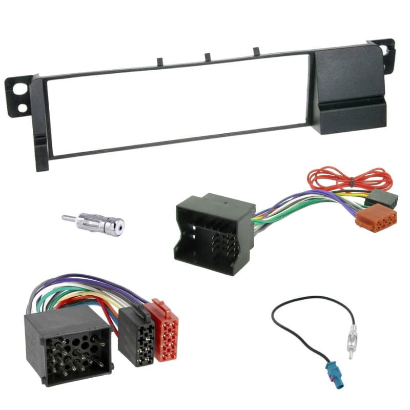 sound-way Kit Montage Autoradio, Cadre Façade 1 DIN, Cable Adaptateur Connecteur ISO, Adaptateur Antenne, Clés Démontage, Compat