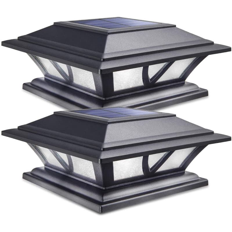 Siedinlar Lampe Exterieur Lumières Solaires de Chapeau de Poteau 2 Modes Lampe LED pour Jardin Terrasse Clôture 4x4 5x5 6x6 pouc