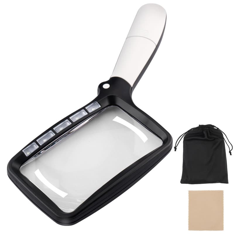 Foydream Foydream 3X Loupe Grossissante Pliante, Loupe de Lecture avec 5 Lumières à LED, 2 Modes de Gradation pour Les Seniors,