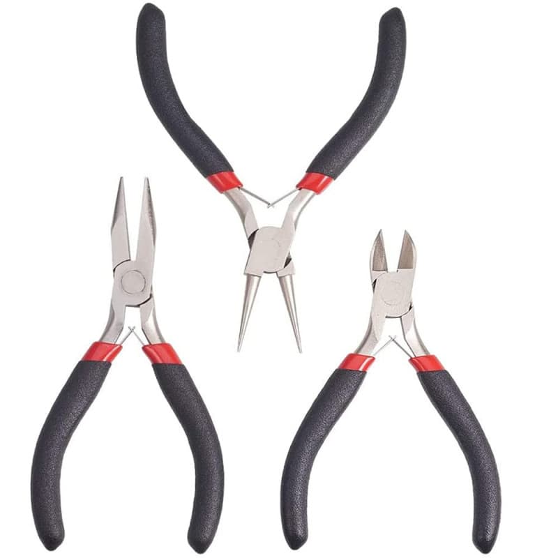 3 Pièces Bijoux Pinces Ensembles, Kit de Pince pour Bijoux, Pince à Bec Rond, Acier au Carbone Outils Pinces, pour Creation de B