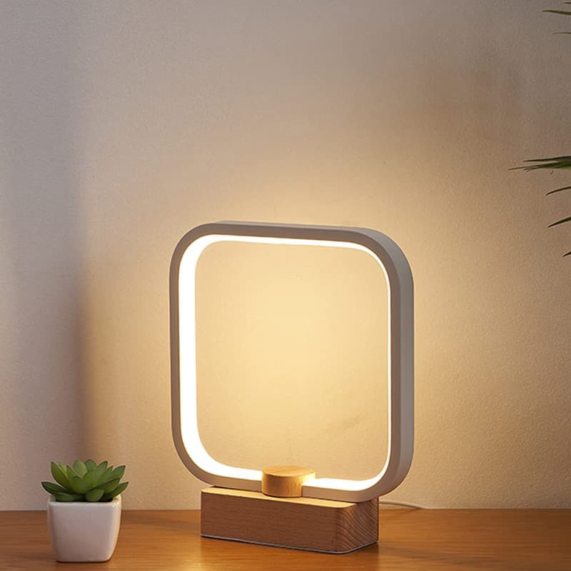 Lampe de table LED en bois, 3 couleurs de température, veilleuse de chambre à coucher, éclairage LED à intensité variable, petit