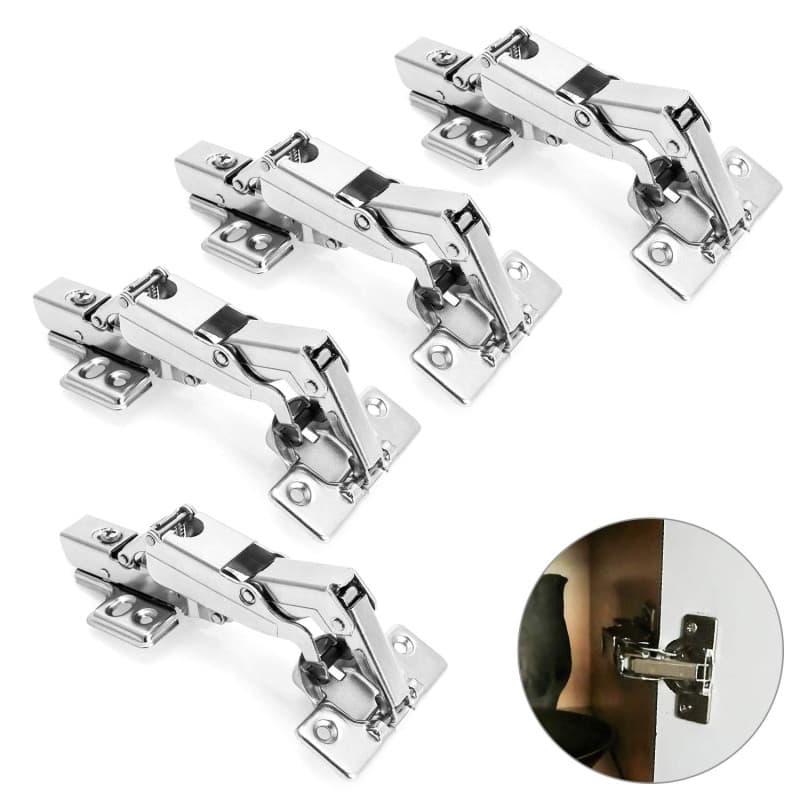 QWORK 165 Degré Charnière de Porte , Plein Recouvrante Charnieres 35mm , Soft Close Charnière , pour Meuble Armoires de Porte ,