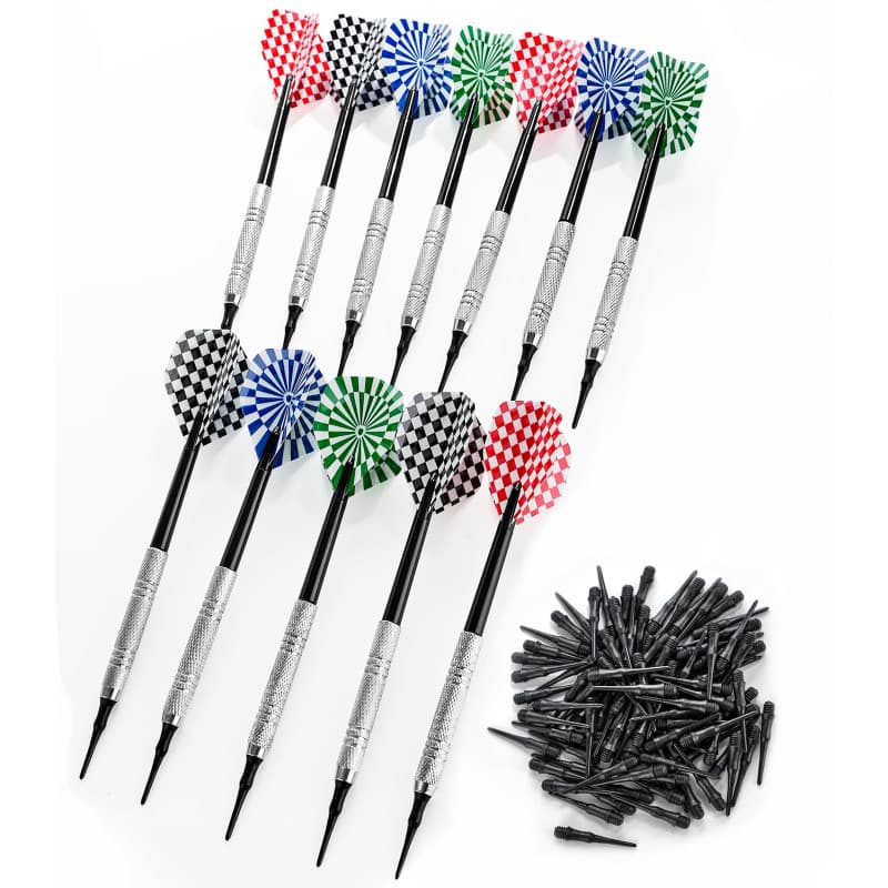Cheerhom Pointe Plastique, Flechettes pour Cible electronique avec 100 Embouts et 12 Ailettes Remplacement Unisex-Adult, Coloré,