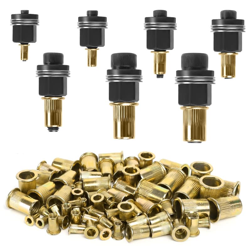 7 Pièces Écrous à Tête de Rivet à Main, Riveteuse Manuelle pour Ecrou à Sertir, Ensemble de Écrous à Riveter, pour Rivets M3 M4
