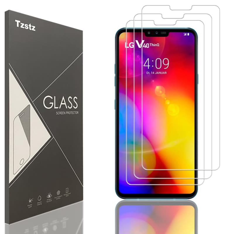 Tzstz 3 Pièces Verre Trempé Protecteur,pour LG V40 ThinQ,Dureté 9H,Anti Rayures,LG V40 ThinQ D'écran Protecteur