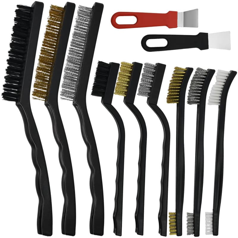 Byfoyif 9 Pcs Brosse de Nettoyage en Laiton/Inox/Nylon avec 2 Pelles, Brosse Métallique pour Enlever La Rouille, Brosse Métalliq