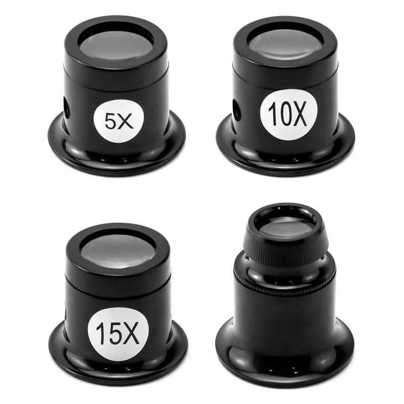 QWORK® 4 pièces loupe d'horloger loupe de bijoutier 5X 10x 15x 20x loupes monoculaires pour électricien, bijoutier, horloger, Ar