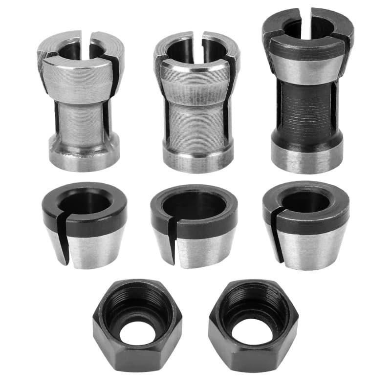 QWORK® Lot de 6 mandrins à pince de routeur en acier au carbone, mandrins à serrage de haute précision pour machines à bois et à