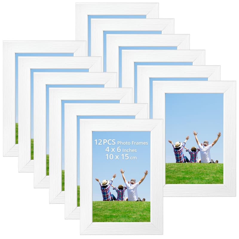 QWORK® 12 pièces cadres photo, cadre photo 10x15 cm blancs, lot cadre photo mural, collage de cadre photo, pour affichage mural