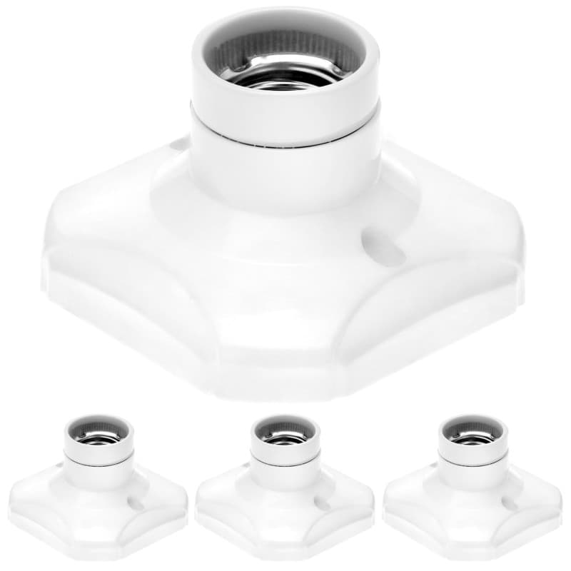 QWORK® 4 Pièces Douille ampoule E27, douille à vis E27 avec base en céramique, AC 220V douille de lampe, pour ampoules LED