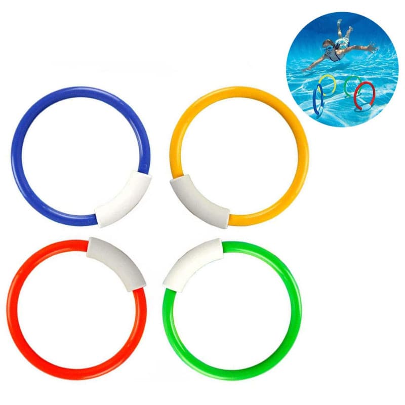 Xrten Lot de 4 Enfants de Piscine de Anneaux de Plongée, Auto Verticale sous-Marine, Natation de l'eau Sûre d'enfants