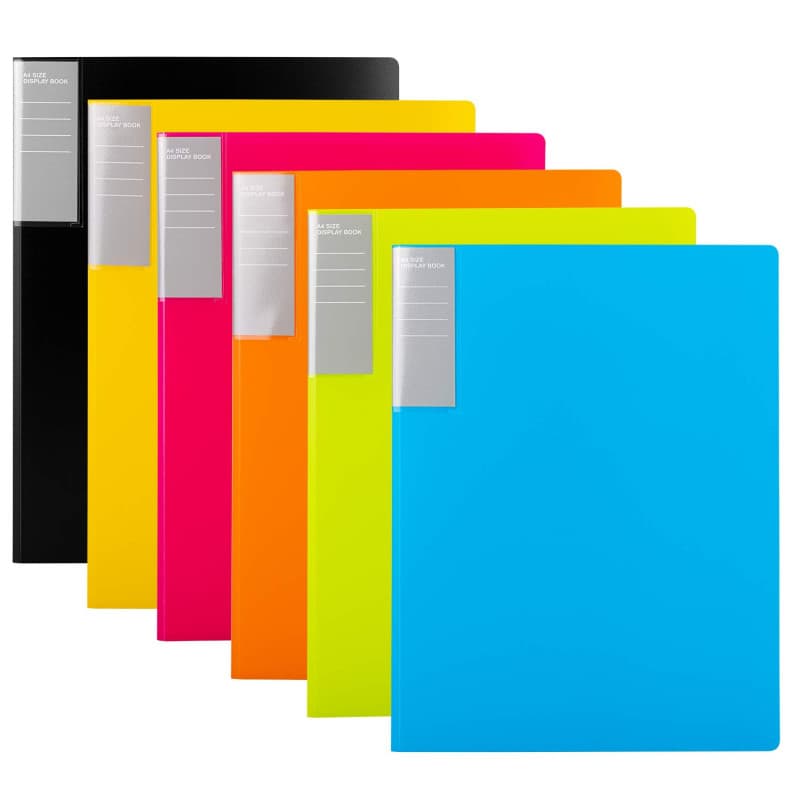 Amazon Basics Lot de 6 protège-documents A4, 30 pochettes, Multicolore