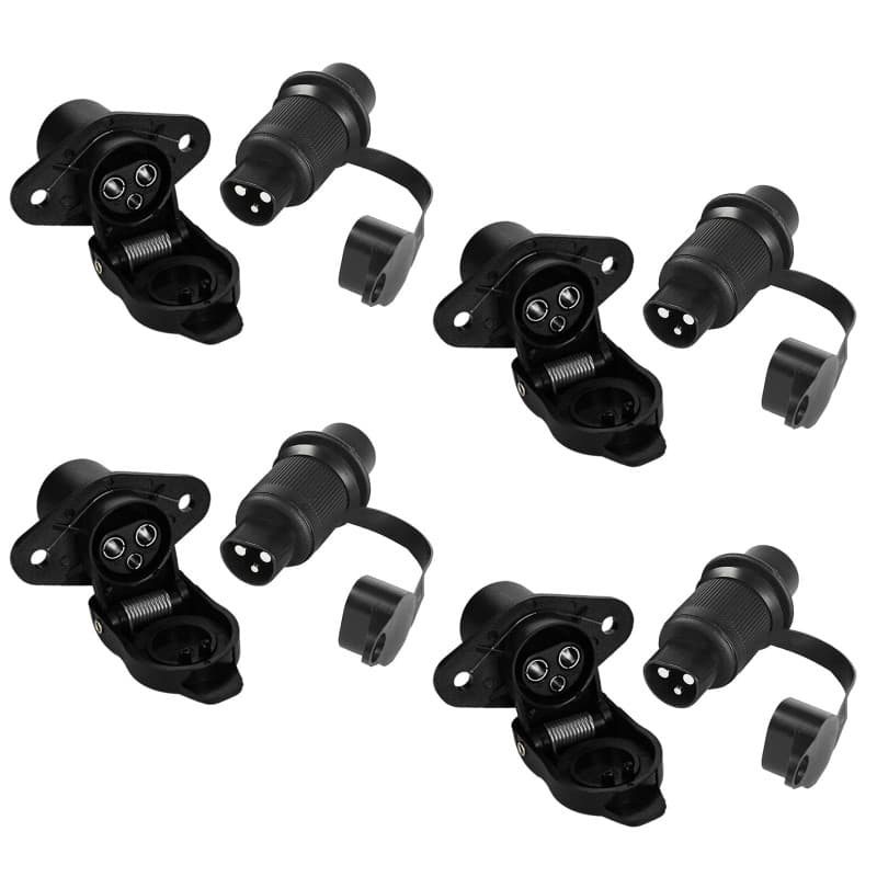 Prise Remorque Et Prise pour Remorque, 4 Pièces Male Femelle Connecteur 3 Broches, Prise 3 Broches, Etanche Remorque 12V, Prise