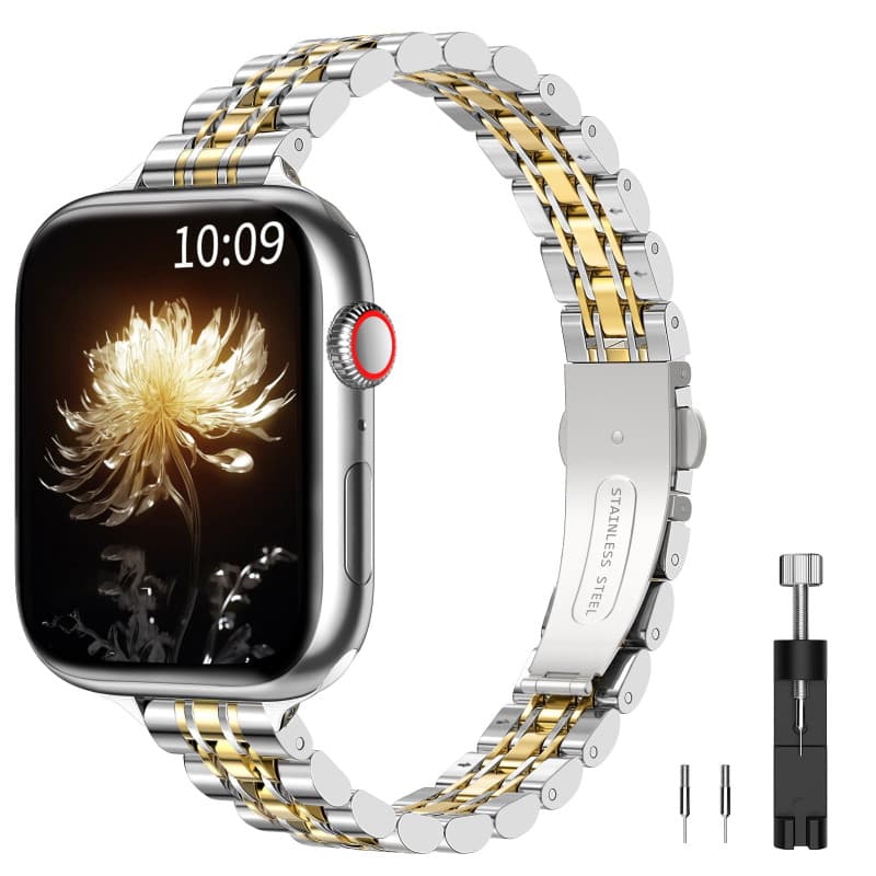 TiMOVO Bracelet de montre Compatible avec Apple Watch 42mm 41mm 40mm 38mm, Bracelet ajustable en acier inoxydable pour femmes, C