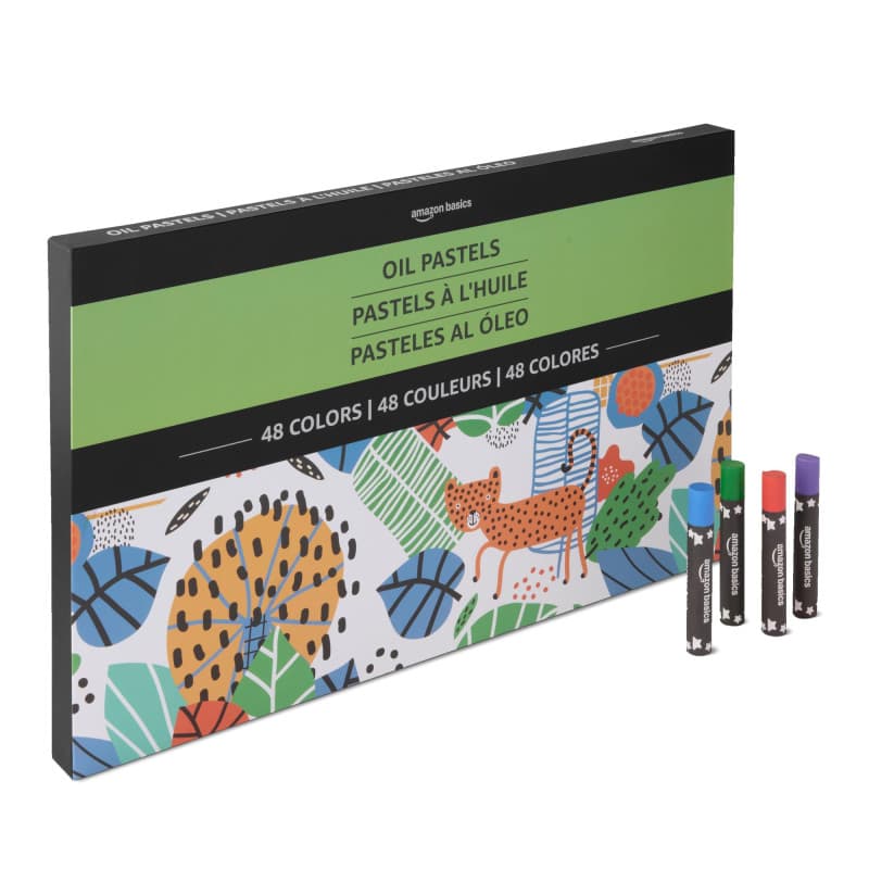 Amazon Basics Lot de pastels tendres à l'huile pour artistes, débutants, étudiants ou enseignants, 4 unité (lot de 1), 48 couleu