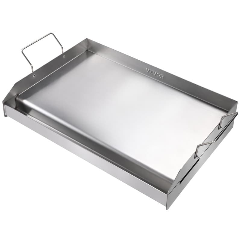 VEVOR Plaque à Griller Pré-assaisonnée 587x395 mm Plancha Gril Rectangulaire en Acier Inoxydable Anti-adhésive Plaque de Cuisson
