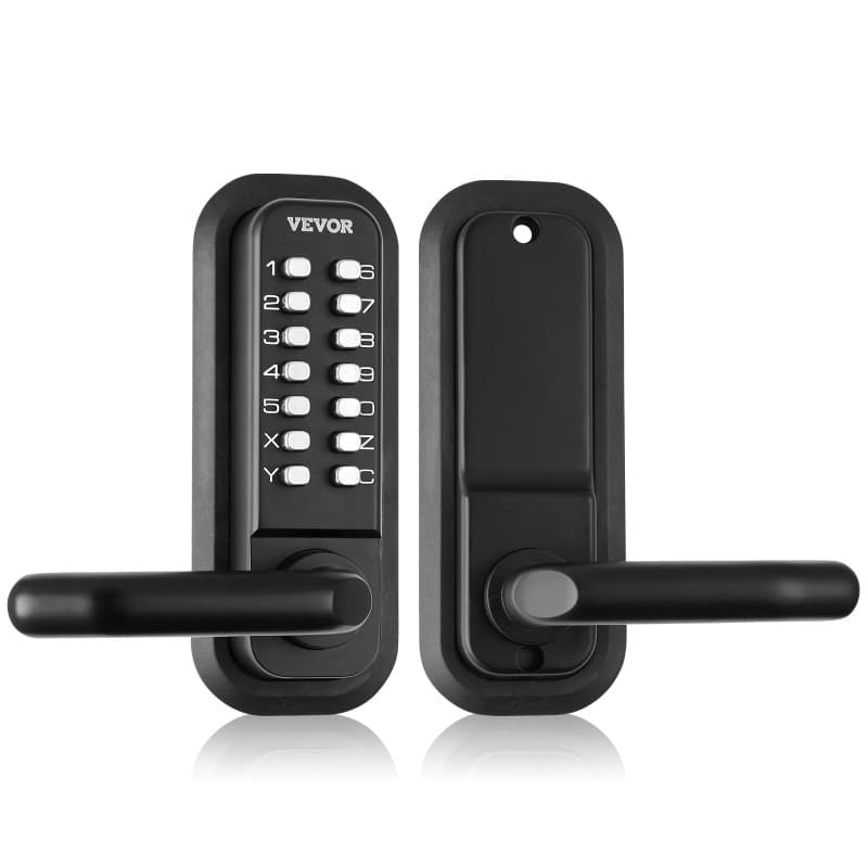 VEVOR Serrure de Porte Mécanique sans Clé Verrou à Code en Alliage de Zinc Clavier à 14 Touches Poignée de Porte d’Entrée Extéri