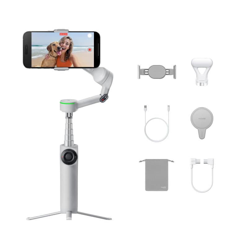 Insta360 Flow 2 Pro Gris Pack créateur - Stabilisateur IA Pliable pour téléphone, Apple DockKit, Suivi 360°, Perche à Selfie et