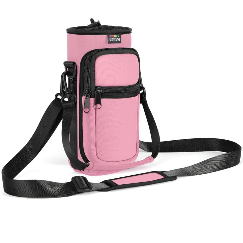 Nuovoware Sac à Bouteille en Néoprène, 750ml Porte-Bouteille avec Bandoulière&Dragonne Ajustable, Sac Fourre-Tout avec Poche, Ac