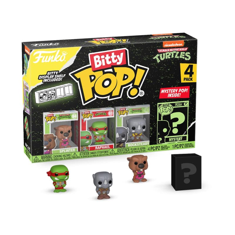 Funko Bitty Pop! Teenage Mutant Ninja Turtles - Splinter, Raphael, Rocksteady et Une Mini-Figurine Mystère en Surprise - 2.2 Cm