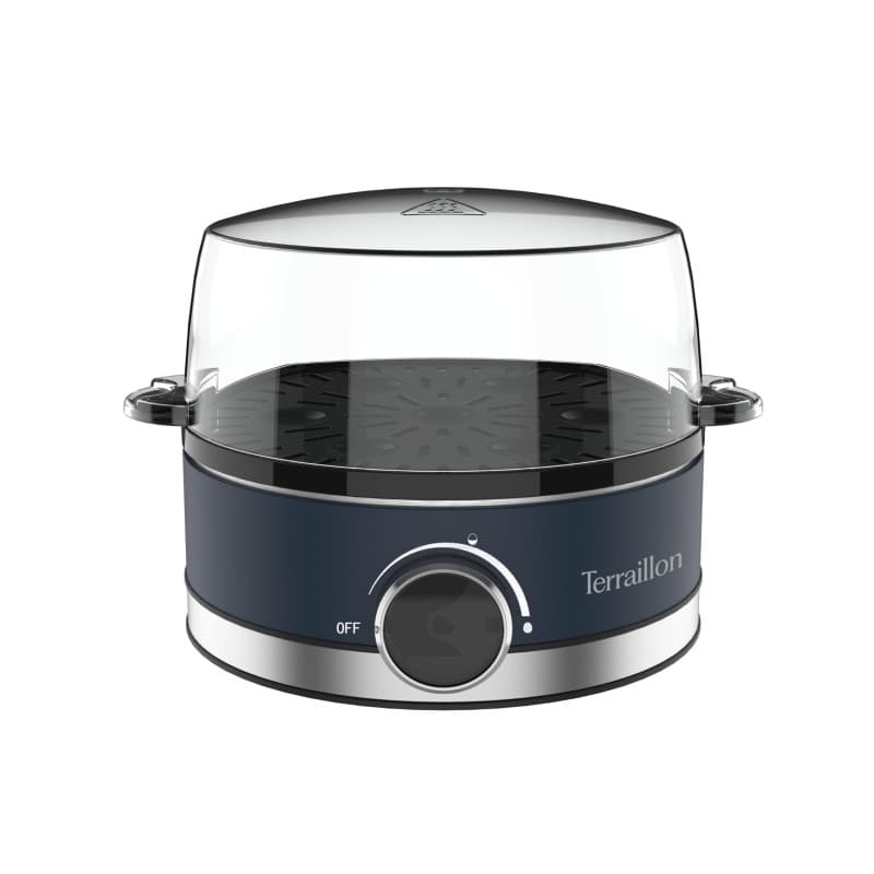 TERRAILLON - NEW MOON - Cuiseur à oeuf électrique, Capacité 7 oeufs, 410 W, Minuteur intégré, couvercle intégré, gobelet de mesu
