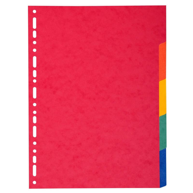 Exacompta - Réf. 2105E - Intercalaires en carte coloris vifs recyclée 220g/m2 avec 5 onglets neutres - Format à classer A4 maxi