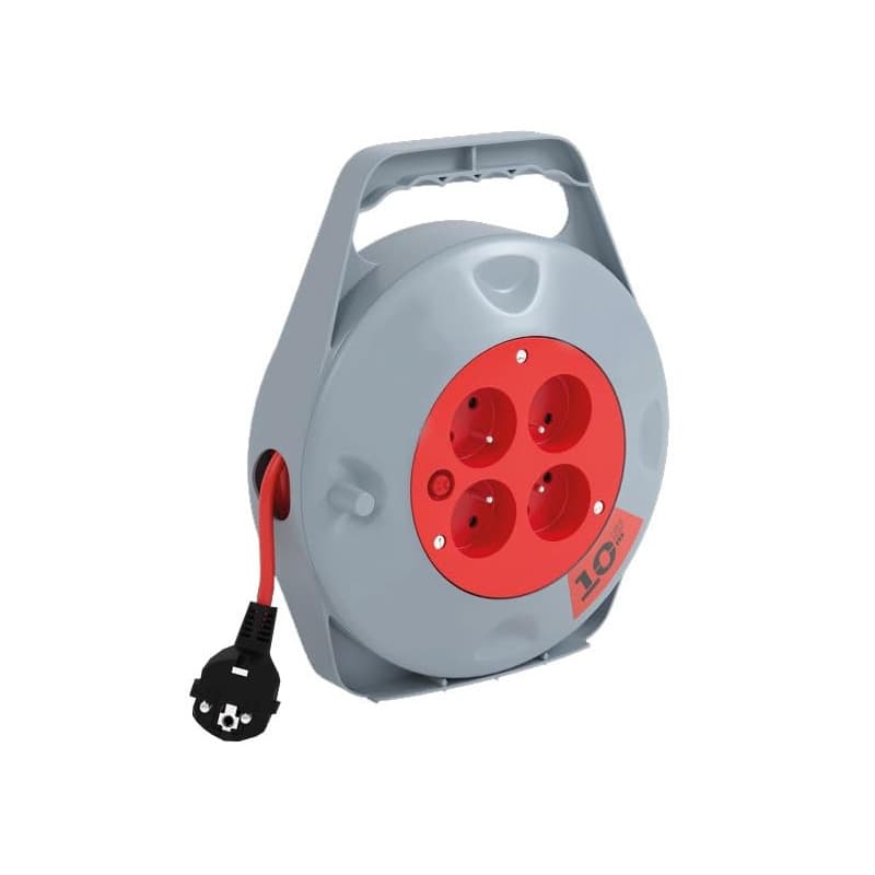 DEBFLEX - Mini-Enrouleur Electrique - Multiprise 4 Prises avec Rallonge Electrique Enroulable - Idéal Bricolage & Usage Domestiq