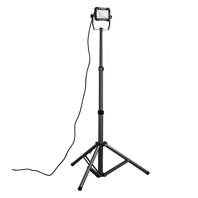 TIBELEC, 347660, Projecteur chantier télescopique LED 20W 4000°K, 1800 lumens, En polycarbonate et pied métal, Cordon longueur 2