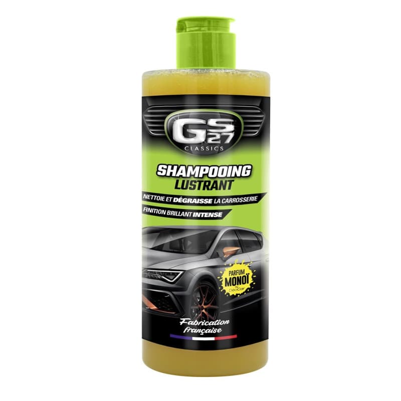 GS27 - Shampooing Lustrant Parfum Monoi - Nettoie et Dégraisse la Carosserie - Finition Brillant Intense - Fabriqué en France -