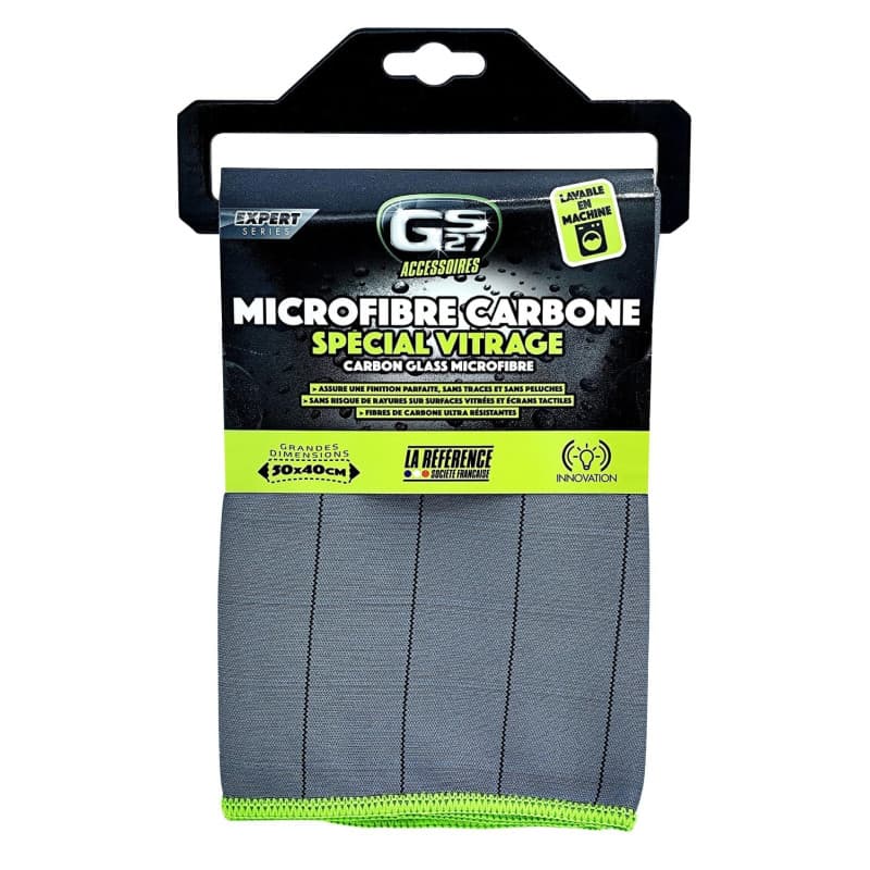 GS27 - Microfibre Carbone Spécial Vitrage - Finition sans Traces et sans Peluches - sans Risques de Rayures sur Les Surfaces Vit