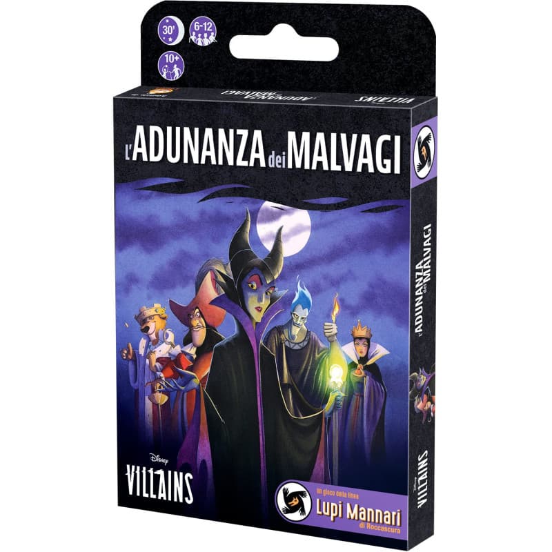 Asmodee, Disney Villains : l'assemblée des méchants, Jeu de société de Bluff et de stratégie, 6-12 Joueurs, 10+ Ans, édition en