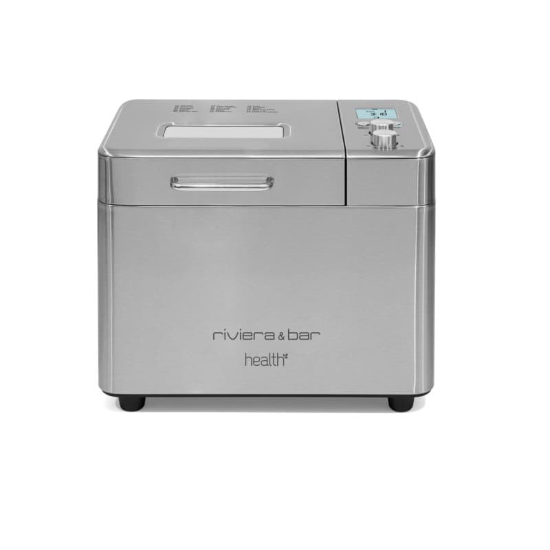 riviera&bar - Machine à Pain Inox 500W avec 18 Programmes, 3 Tailles (500g, 750g, 1kg), Maintien au Chaud 60min, Départ Différé