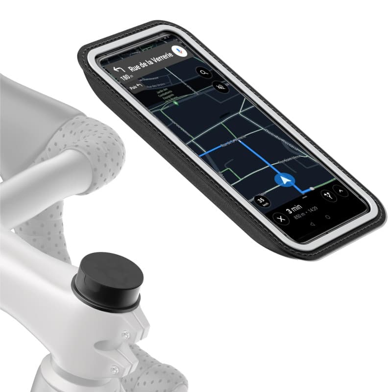 Shapeheart Innovation française, Support Telephone vélo magnétique pour Potence, avec Pochette détachable imperméable. Support T