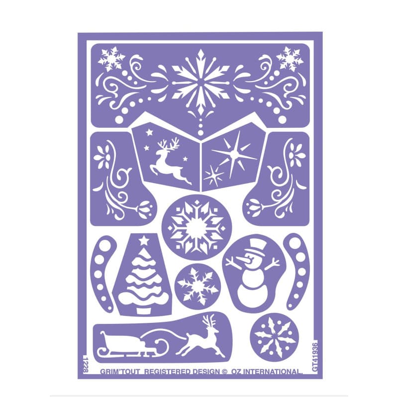 GRIM'TOUT Pochoir Maquillage Enfant - Reine des Neiges - 21x15 cm - Reutilisable et Lavable - Fête, Kermesse et Anniversaire - K