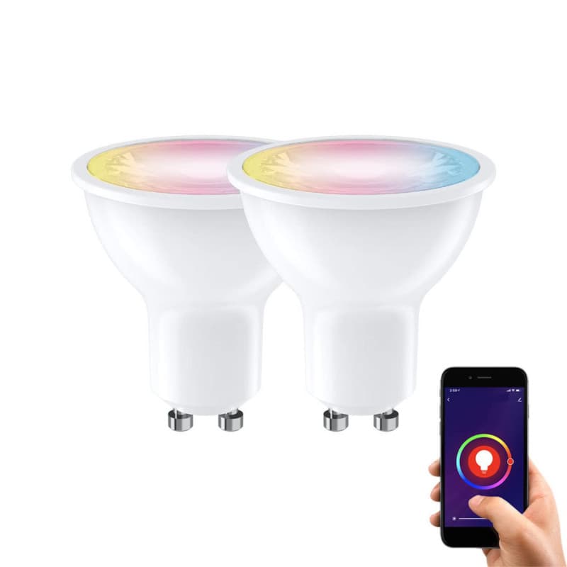 Pack de 2 Ampoules LED connectées KOZii, multi-blancs (2700 à 6500 kelvins), GU10 Spot 5W cons. Variation de luminosité