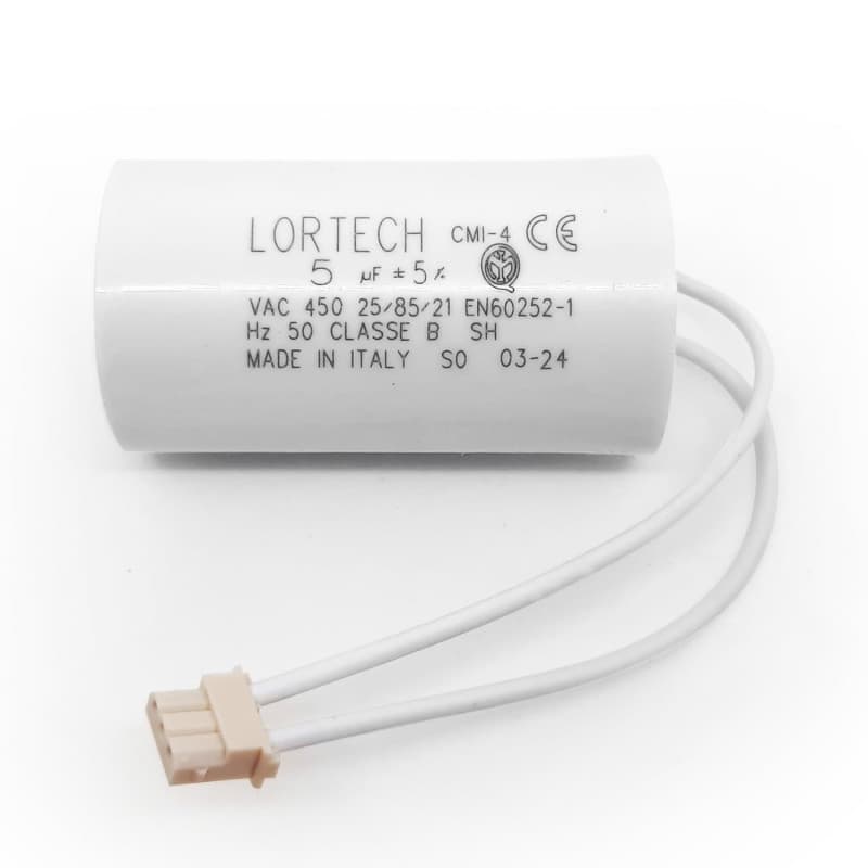 Condensateur 5 µF pour moteur Bubendorff avec connecteur - Ø30x55mm - Fond plat- Fabriqué en Italie