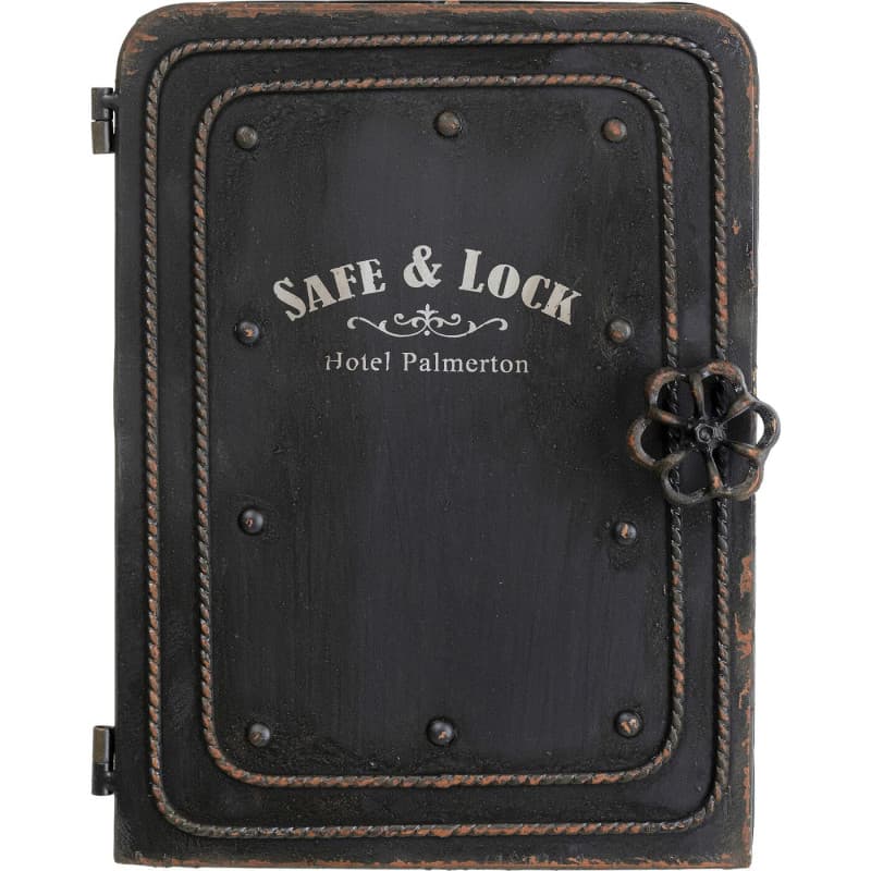 Kare Design Armoire à Clés Safe, Vintage, Noir, Acier, 6 crochets, Rangement, Deco Interieur, Decoration Chambre, Salon, Maison,