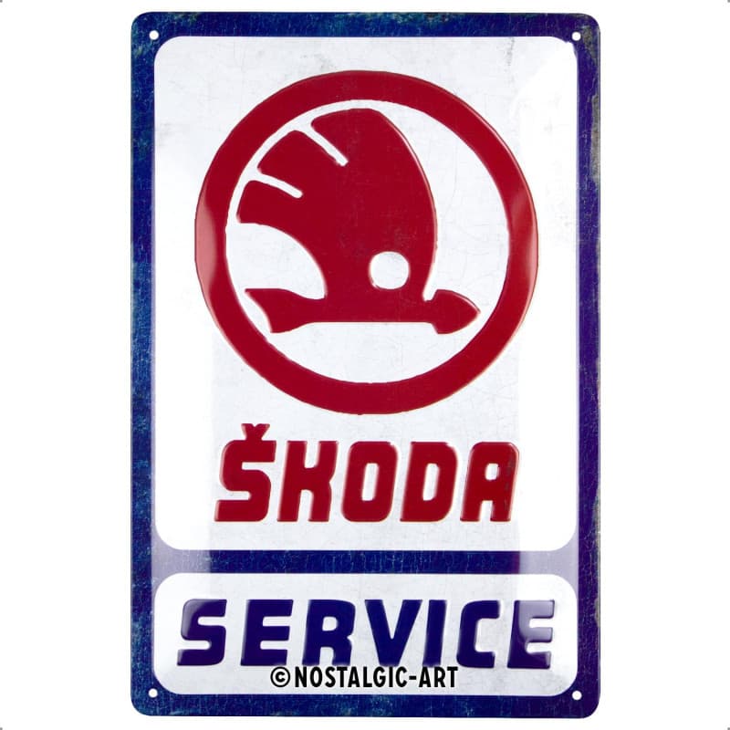 Nostalgic-Art Plaque rétro, 20 x 30 cm, Skoda – Service – Idée de cadeau pour fans de Skoda, en métal, design vintage