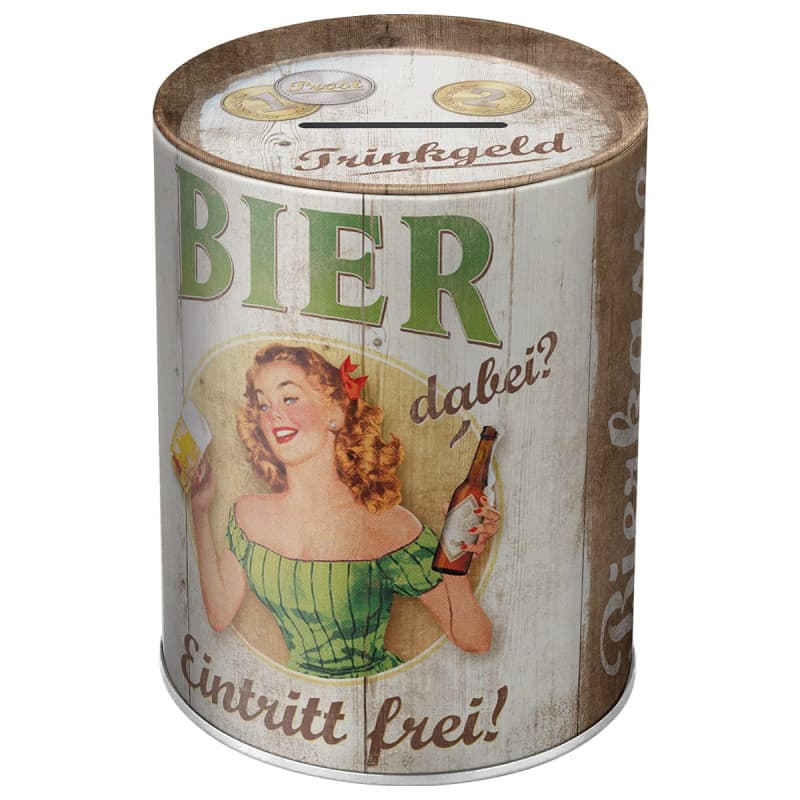 Nostalgic-Art Tirelire rétro, 1 l, Trinkgeld-Bierkasse – Idée de Cadeau pour Fans de bière, Boîte à Billets en métal, Tire-Lire