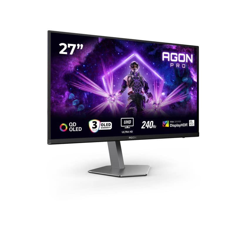 AOC Agon Pro AG276UZD - Moniteur de Jeu Plat QD OLED 27 Pouces, 240 Hz, 0,03 ms, FreeSync Prem Pro, Comp. G-Sync, réglage de la