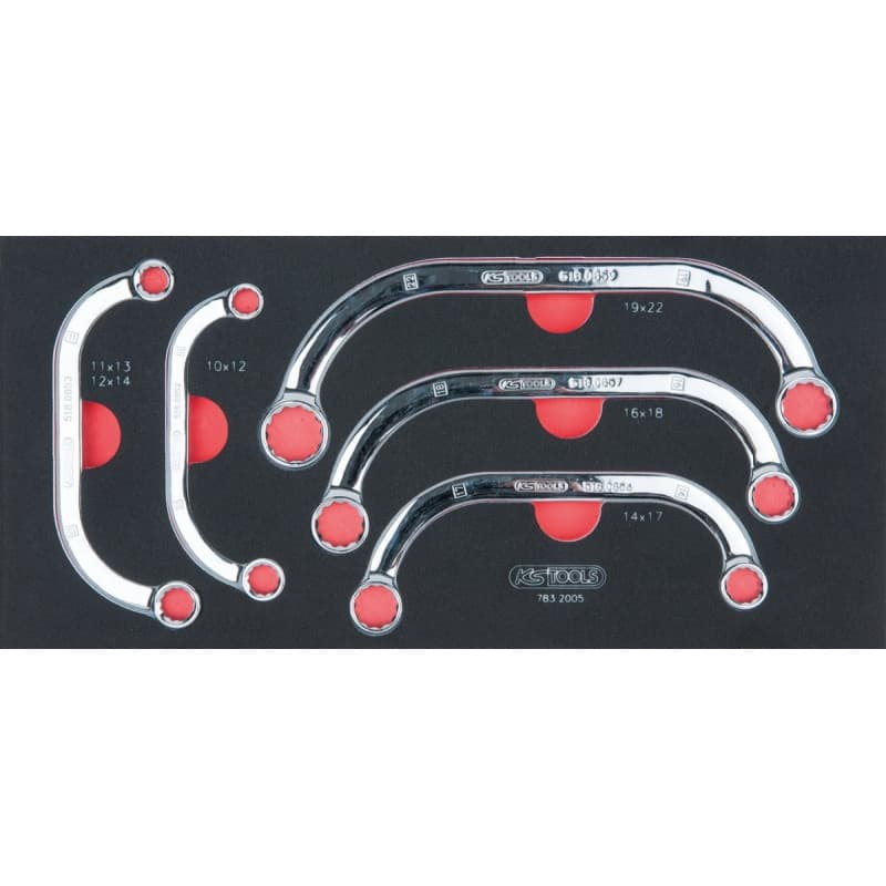 KS Tools 783.2005 - Module de clés polygonales demi-lunes - Pour servantes et établis - Empreinte des outils découpée au laser -