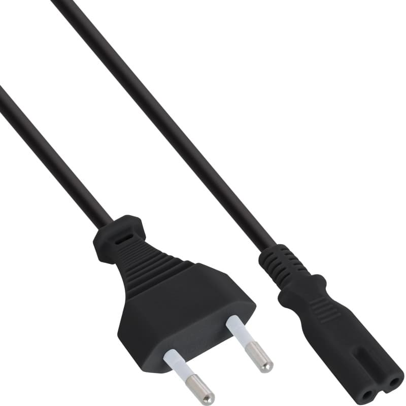 InLine Cordon d'alimentation 16654O vers fiche Euro 8 C7, 0,3 m Noir, Mâle à mâle, Compatible avec tout appareil utilisant une p