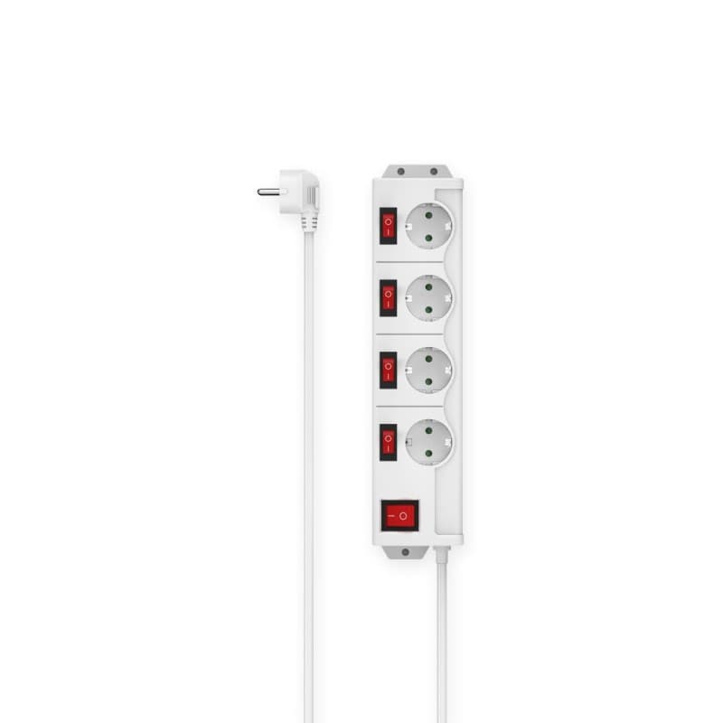 Hama Multiprise avec Interrupteur (Bloc 4 Prises Schuko 16A, Interrupteur Individuel éclairé, idéal économie d'énergie, Prises à