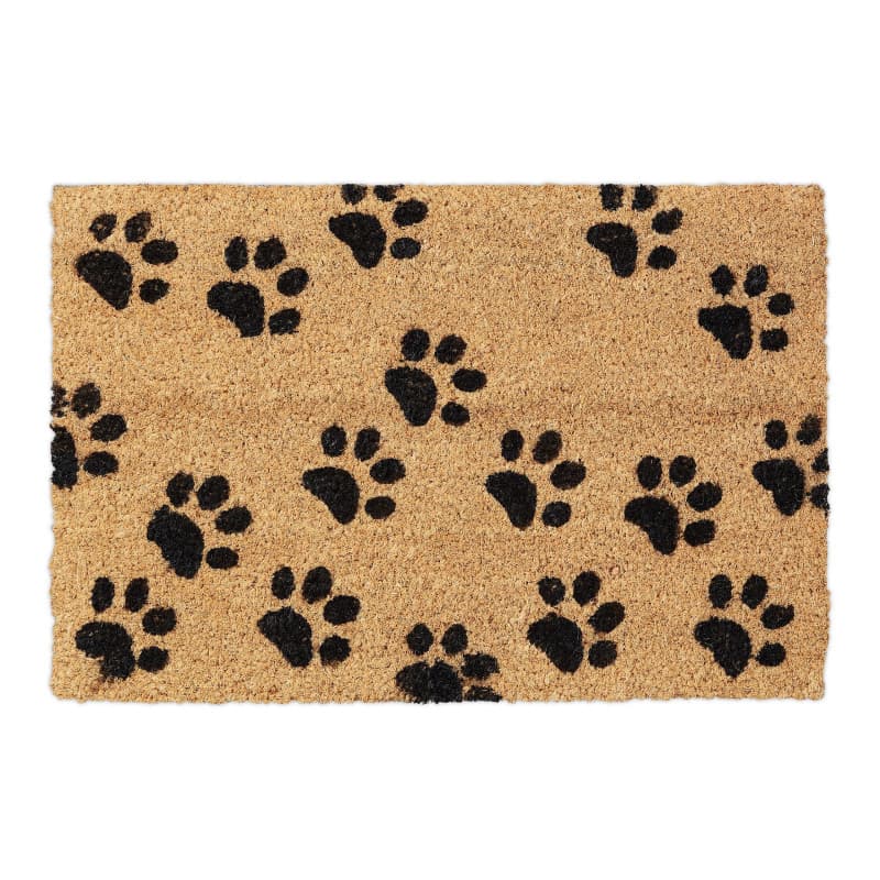 Relaxdays Paillasson Coco, Pattes, 60x40 cm, Tapis d’entrée pour intérieur et extérieur, antidérapant, Nature/Noir