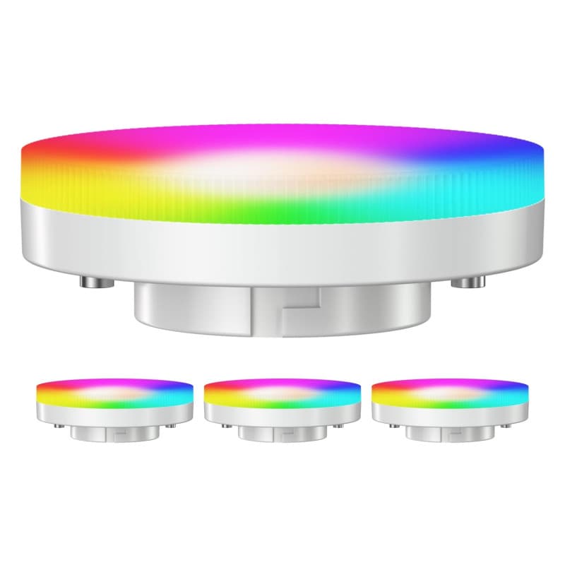 ledscom.de 4 ampoules GX53 LED RGB, blanc chaud - blanc froid (2900-6100 K), 6,6 W, 670lm, 107°, smart home, wifi, Alexa, mate