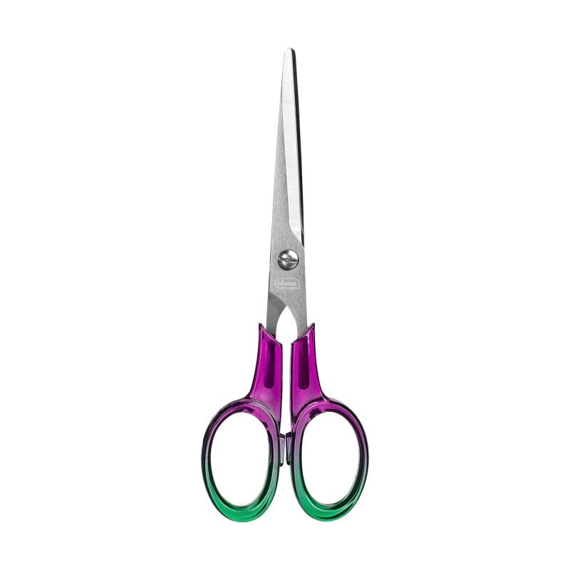 Idena 11358 - Ciseaux en acrylique, ciseaux de bureau avec poignée violette et verte, environ 16 cm, adaptés pour l'école et le
