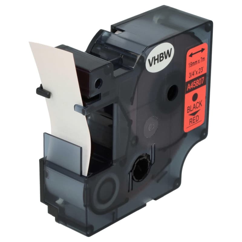 vhbw Ruban remplacement pour Dymo 45807, D1 pour imprimante d'étiquettes 7m x 19mm Noir sur Rouge